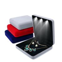 Бархатная шкатулка для ожерелий, Бархат, Квадратная форма, со светодиодным светом, Много цветов для выбора продается PC
