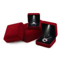 Multifunctional Jewelry Box, Velveteen, with LED light red 