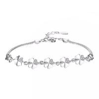Cupronickel Bracelet, platinum color plated, for woman & with rhinestone Approx 7.6 Inch 