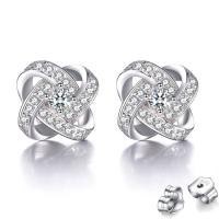 Rhinestone Stud Earring, Cupronickel, platinum color plated, for woman & with rhinestone, 8.5mm 