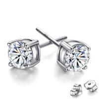 Rhinestone Stud Earring, Cupronickel, platinum color plated, for woman & with rhinestone 5mm 