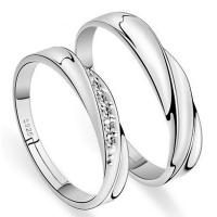 Couple Finger Rings, Cupronickel, platinum color plated, Adjustable & open & with rhinestone 