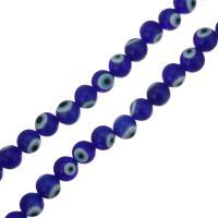 Böser Blick Lampwork Perlen, rund, verschiedene Größen vorhanden, blau, Bohrung:ca. 1mm, Länge:ca. 14 ZollInch, verkauft von Strang