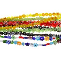 Millefiori Scheibe Lampwork Perlen, Millefiori Lampwork, Blume, verschiedene Größen vorhanden, keine, Bohrung:ca. 1mm, Länge:ca. 16 ZollInch, verkauft von Strang
