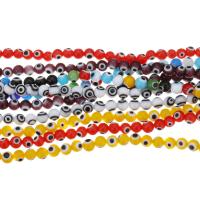 Böser Blick Lampwork Perlen, rund, verschiedene Größen vorhanden, keine, Bohrung:ca. 1mm, Länge:ca. 16 ZollInch, verkauft von Strang