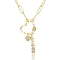 Cubic Zircon Micro Pave Brass Necklace, gold color plated, fashion jewelry & Unisex & micro pave cubic zirconia 