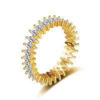 Цирконий Micro Pave Латунь палец кольцо, плакирован золотом, разный размер для выбора & инкрустированное микро кубического циркония, 5mm, продается PC