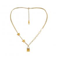 Stainless Steel Jewelry Necklace, with 1.96 inch extender chain, gold color plated, for woman Approx 15.74 Inch 