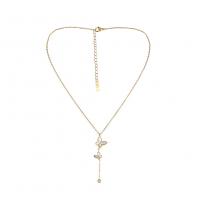 Stainless Steel Jewelry Necklace, with White Shell, with 1.96 inch extender chain, gold color plated, for woman & with rhinestone Approx 15.74 Inch 