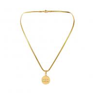 Stainless Steel Jewelry Necklace, gold color plated, with letter pattern & for woman, 18mm Approx 16.53 Inch 