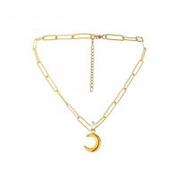 Stainless Steel Jewelry Necklace, with Plastic Pearl, gold color plated, for woman Approx 17.71 Inch 