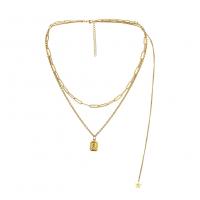 Fashion Multi Layer Necklace, Stainless Steel, gold color plated, for woman & multi-strand, 46cm,40cm,24cm,0.9*1.5cm 