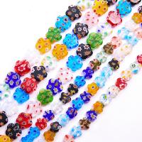 Millefiori Scheibe Lampwork Perlen, Millefiori Lampwork, Blume, poliert, DIY & verschiedene Größen vorhanden, gemischte Farben, verkauft von Strang
