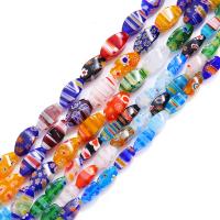 Millefiori Scheibe Lampwork Perlen, Millefiori Lampwork, Trommel, poliert, DIY & verschiedene Größen vorhanden, gemischte Farben, verkauft von Strang