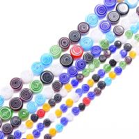 Millefiori Scheibe Lampwork Perlen, Millefiori Lampwork, rund, poliert, DIY & verschiedene Größen vorhanden, gemischte Farben, verkauft von Strang