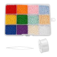Opaque Rainbow Glass Seed Beads, Plastic, Round, DIY 