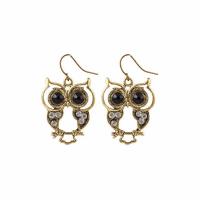 Zinc Alloy Rhinestone Drop Earring, Owl, plated, for woman & with rhinestone 