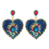 Zinc Alloy Rhinestone Drop Earring, Heart, plated, for woman & with rhinestone 