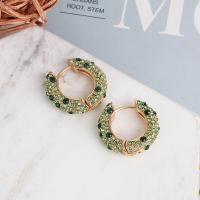Zinc Alloy Huggie Hoop Earring, with Plastic Pearl, plated, micro pave cubic zirconia & for woman 