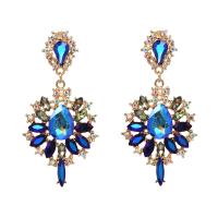 Zinc Alloy Rhinestone Drop Earring, plated, micro pave cubic zirconia & for woman 