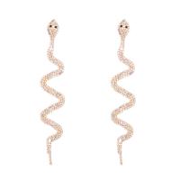 Zinc Alloy Rhinestone Drop Earring, Snake, plated, for woman & with rhinestone 