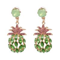Glass Zinc Alloy Earring, with Glass, Pineapple, plated, for woman 