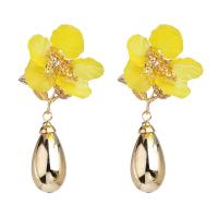 Zinc Alloy Drop Earring, with Plastic, Teardrop, plated, for woman & with rhinestone 80mm 