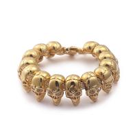 Titane bracelet en acier et bracelet, Acier titane, crane, Placage de couleur d'or, pour homme & avec strass Vendu par brin