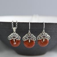 Sterling Silver Drop Earring, 925 Sterling Silver, with Yunnan Red Agate, fashion jewelry & for woman 