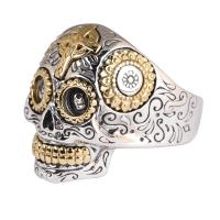 Sterling Silver Finger Ring, 925 Sterling Silver, with Brass, Skull, fashion jewelry & for man, silver color 