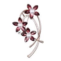 Zinc Alloy Jewelry Brooch, Glass, with pearl & Zinc Alloy, with rhinestone 