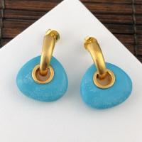 Zinc Alloy Drop Earring, with turquoise, plated 