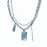 Fashion Multi Layer Necklace, Titanium Steel, with letter pattern & for woman Approx 21-50 cm 