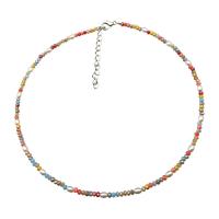 Glass Seed Beads Necklace, Seedbead, with Plastic Pearl, with 1.96 inch extender chain, for woman Approx 14.17 Inch 