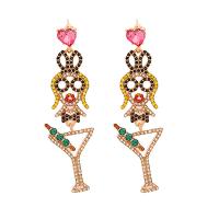 Zinc Alloy Rhinestone Drop Earring, fashion jewelry & for woman & with rhinestone 