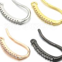 Brass Hook Earwire, plated, micro pave cubic zirconia 