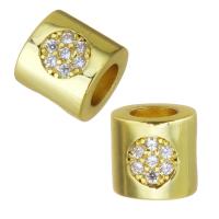 Brass Tube Beads, durable & micro pave cubic zirconia, gold Approx 3.5mm 