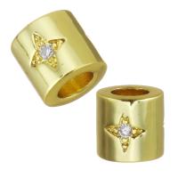 Brass Tube Beads, durable & micro pave cubic zirconia, gold 