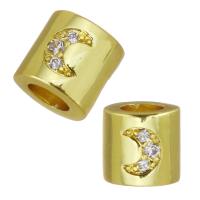Brass Tube Beads, durable & micro pave cubic zirconia, gold Approx 3.5mm 