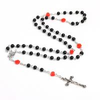 Rosary Necklace, Lampwork, with Glass Pearl & Resin & Zinc Alloy 6mmuff0c8mm cm 