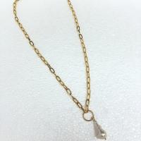Natural Freshwater Pearl Necklace, Zinc Alloy, with Freshwater Pearl, plated, golden, 500mm cm 
