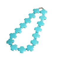 Бирюзовый ожерелье ювелирного изделия, Синтетическая бирюза, Kресты, полированный, голубой, 1.5cmuff0c2.5cm, длина:44 см, продается PC
