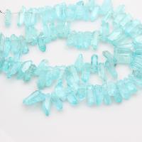 Gefärbte Quarz Perlen, Natürlicher Quarz, Unregelmäßige, plattiert, DIY, blau, 10mm, verkauft von Strang