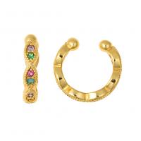 Earring Cuff and Wraps, Brass, gold color plated & micro pave cubic zirconia 