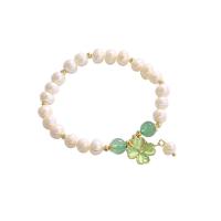 Cultured Freshwater Pearl Bracelets, with Rose Quartz, real gold plated 13mm 
