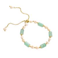 Cultured Freshwater Pearl Bracelets, with Chalcedony, real gold plated 12mm .6 cm 
