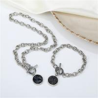 Zinc Alloy Necklace, with Natural Stone, silver color 