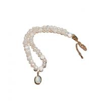 Zinc Alloy Pearl Bracelets, with Freshwater Pearl, plated, white, 36-38cm 