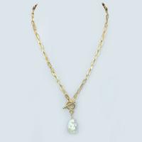 Natural Freshwater Pearl Necklace, Zinc Alloy, with Freshwater Pearl, plated 450mm 