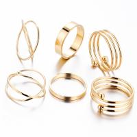 Zinc Alloy Ring Set, finger ring, plated, 6 pieces 1.6cmuff0c1.7cmuff0c1.8cm 